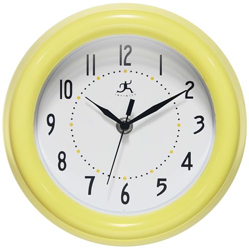 Horloge sans tic-tac Infinity Instruments Spartan jaune ronde pour bien dormir
