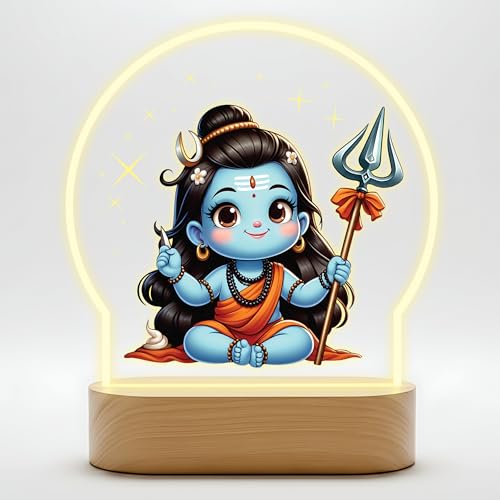 Image of Giftplease Divine Baby ShivaLED Table Lamp - Warm Glow Spiritual Night Light - Cute Bal Shiva Decor for Pooja Room, Meditation Space, & Kids' Bedroom - Premium Religious Gift & Home Accent GL 14