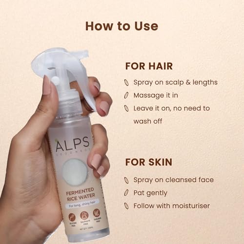 Image of ALPS GOODNESS Fermented Rice Water | Spray for Hair and Skin, Glass Skin and Shiny Hair | For Brigthter Skin | Replenishes Keratin (100ml)