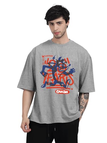 Image of LEOTUDE Men's Cotton Trendy Oversized Round Neck Printed T-Shirt Combo (Pack of 3)