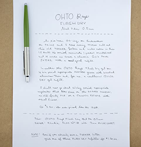 Image of OHTO Rays Gel Ink Roller Ballpoint Pen 0.5mm [Black] NKG-225R-OL Flash Dry Gel Pen for Signature, Writing, Lettering Pens Professional quality, Made in Japan