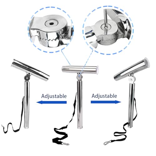 image for Amarine Made Adjustable Fishing Rod Holder,Silver Highly Polished Stai