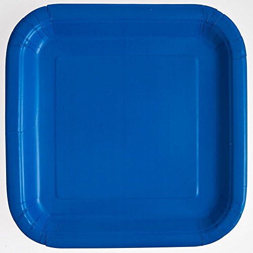 Image of Royal Blue Solid Square Paper Dinner Plates - 9 inch (Pack of 14) - Elegant & Durable Plates for Parties, Weddings & Events