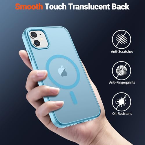 Image of SUPFINE Magnetic for iPhone 12 Case /iPhone 12 Pro Case (Compatible with MagSafe)(Military Grade Drop Protection) Slim Translucent Matte Shockproof with Anti-Fingerprint Phone Case,Light Blue