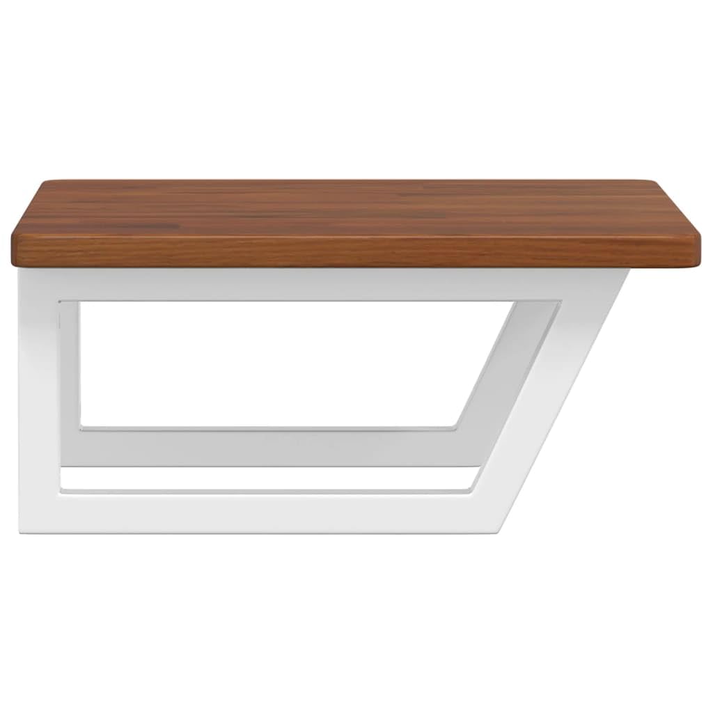 Piano lavabo in legno massello di quercia con supporto in acciaio, 50 x 50 cm, trapezoidale, portata fino a 100 kg, salvaspazio per lavabo con mobiletto, bagno moderno, facile montaggio a