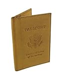 Tan Leather USA Embossed Passport Holder Cover