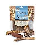 ROAM Dog Treats Exotic Ostrich Chews for Dogs Sampler - Adult Dog Chew Treats, Ostrich Bones for Dogs (Mixed Pack of 4)