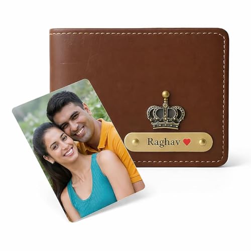 Personalized Leather Wallet with Custom Nameplate & Photo Wallet Card | Premium Gift Set for Men | Anniversary, Birthday & Valentine Gift