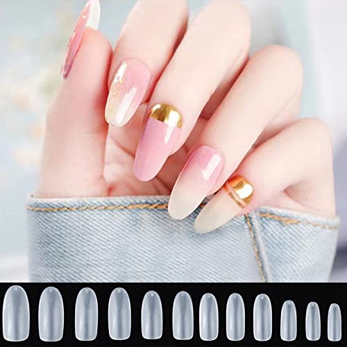 504Pcs Soft Gel Full Cover Nail Tips,12 Sizes Gel Nail Tips Full Cover False Nail Artificial Nails With Case,Qiwey Frosted Oval Gel Nail Extensions For Nail Salons And Diy Nail Art #TOP5