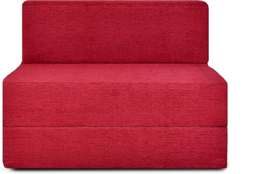 Image of Convertible Sofa Chair Bed, 3-in-1 Sleeper Chair with Foldable Design, Modern Upholstered Lounge Accent Chair, Space Saving Single Sofa Bed for Living Room, Bedroom & Small Spaces (Maroon (FA109))