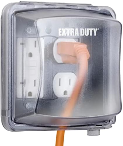 TayMac 2-Gang Weatherproof In-Use Outdoor Outlet Cover, 55-in-1, Clear