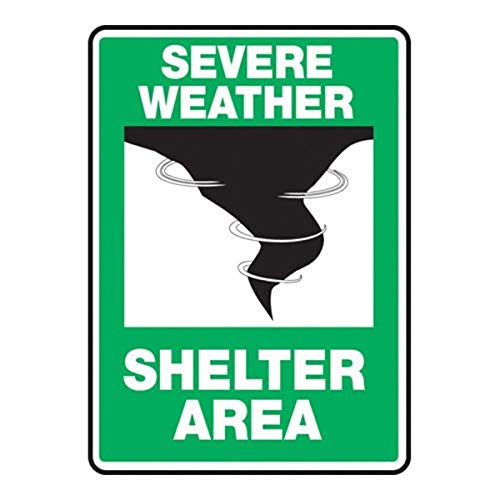 Abri tempête panneau Severe Weather Shelter Area Accuform adhésif 14x10 po pour local technique