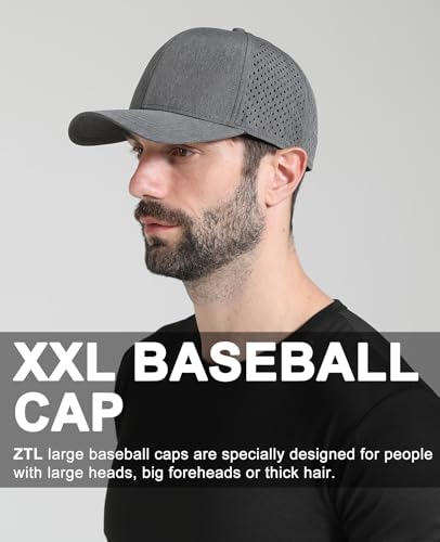 Image of Oversize XL XXL Quick Dry Baseball Cap, Large Performance Snapback Hats, Laser Cut Mesh Ball Cap for Men Big Heads 23.5 inch-26 inch