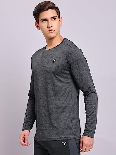 Image of TECHNOSPORT Men's Slim Fit Full Sleeve Round Neck T-Shirt, Double Cool Quick Dry Moisture Wicking Stretchable Sports Gym and Casual Wear