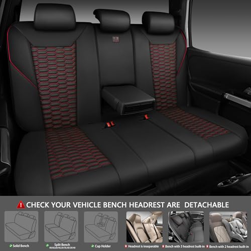 Image of CAR PASS 3D Foam Mesh Leather Car Seat Covers Full Set,Breathable Mesh Faux Leather Seat Covers for Car,Universal Fit for SUV Truck Sedan Automotive, Armrest Airbag Compatible,Black and Red
