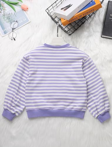 OBEEII Girls Striped Sweatshirt Long Sleeve Crewneck Sweatshirt Colorblock Oversized Pullover Top Spring Fall Casual Shirt4
