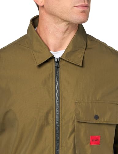 Image of Hugo Men's Cotton Mix Canvas Zip Up Overshirt