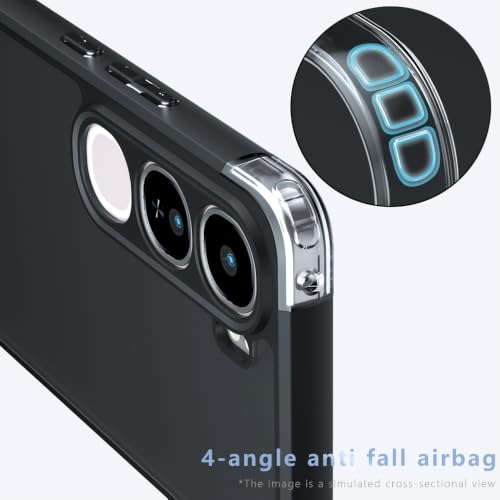 Image of Matte PC+TPU Phone Case for Vivo Y300 5G Air Bag Protection, Anti-Fingerprint, Micro Arc Edge, Never Turns Yellow, Skin-Friendly Feel, Camera Protection, Black