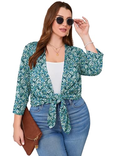 Image of AusLook Women's Plus Size Lightweight Open Front Cardigan 3 /4 Sleeve Cover Ups Shrugs Shawls and Wraps Kimono Jacket Coat