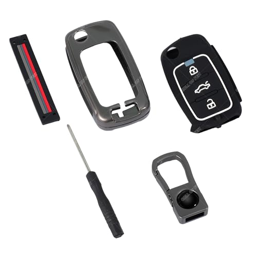 Image of Coll of Fest Premium Metal Silicon Key Cover Compatible with Skoda & Volkswagen - Polo | Vento | Jetta | Ameo | Passat | Rapid | Laura | Superb | Octavia | Fabia | Yeti 3 Button Flip Key