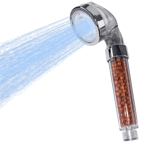 KCVV Glowing Shower Head Filter, High Pressure, 7 Color Changing Luminous, Transparent Finish, Wall Mounted, 2 Settings, Includes Shower Head and Hose