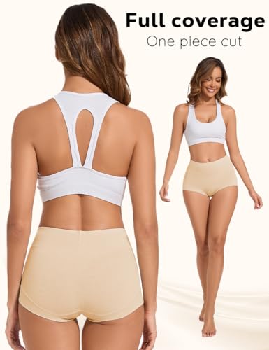 Image of ALLBASE 5 Pack Womens Cotton High Waisted Full Coverage Underwear(Regular & Plus Size)