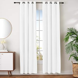 AmazonBasics Room Darkening Blackout Window Curtains with Grommets - 42" x 96", White, 2 Panels
