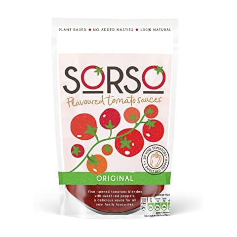 SORSO 2 x 330g | Vegan Ready- to-Use Tomato Sauce | No Added Sugar | Original Flavour | Premium Natural Recipe With Authentic Italian Taste | Use For Pizza, Pasta or for Soup Cover