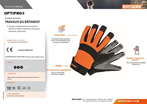Rostaing Optipro/it09 Handschuh vertragen, absorbiert Schock in Handfläche. Komfort., orange/schwarz/grau, 09
