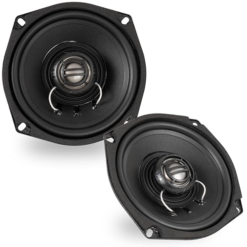 NVX® XFHD5R 5.25” 600W Peak (300W RMS) 2-Ohm Rear Tour-Pak Motorcycle Speakers with 1' Titanium Tweeters, Waterproof, Plug-and-Play Upgrade Compatible for Harley-Davidson Touring 1998–2013 (Pair)