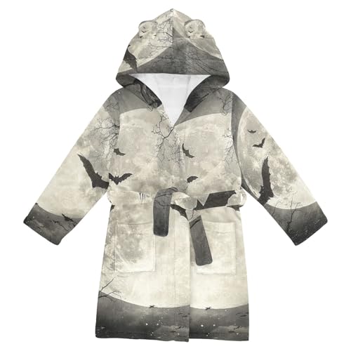 GuoChe Bat Moon Night Halloween Scene Kids Girl Robe Hooded Robe For Kids