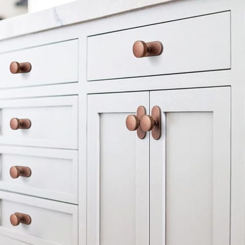 Goo-Ki 6 Pack Cabinet Knobs Antique Copper Drawer Knobs with Backplate Zinc Alloy Kitchen Hardware - Single Hole/Screw Cabinet Pulls Dresser Handles with Spacer by Goo-Ki - Used condition - Image 6