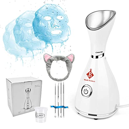 Facial Steamer Nano-Ionic / Facial Steamer Warm Mist humidifier Atomizer Sprayer moisturizing / face Steamer Included Hand Band and 4PCS Stainless Steel Set for Blackhead Removal Tool