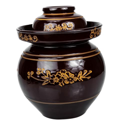 Sosoport Barattolo Per Sottaceti in Ceramica Retrò 5,5 Libbre Coperchio Sigillato, Barattolo Compatto Per Conservare Crauti e Verdure Fermentate, Facile Da Pulire e Adatto Per Uso Domestico