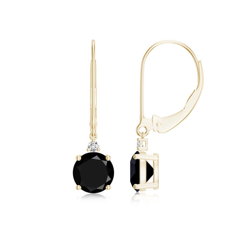 Image of Goldhartz 2 Ct. Natural Amethyst 6 mm Leverback Earrings for Women in 14k Gold Micron Plated 925 Sterling Silver, January Birthstone Dangle Earrings Jewelry for Her
