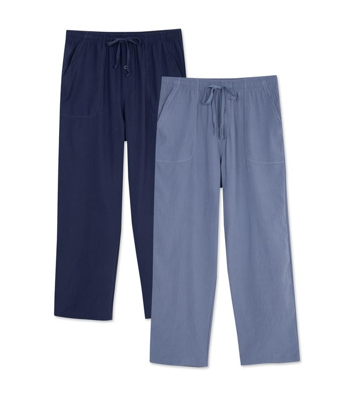 DAVID ARCHY Mens Pajama Pants, Soft Lightweight Sleep Pants, Comfy Lounge Pajama Bottoms with Pockets and Button Fly, 2 Pack