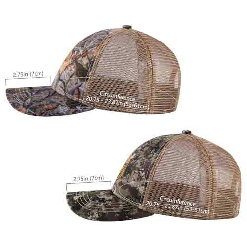 Image of BASSDASH 2 Pack Altimate Fishing Hunting Hat Mesh Back for Men Women Adjustable Baseball Trucker Cap Camo Blaze Orange
