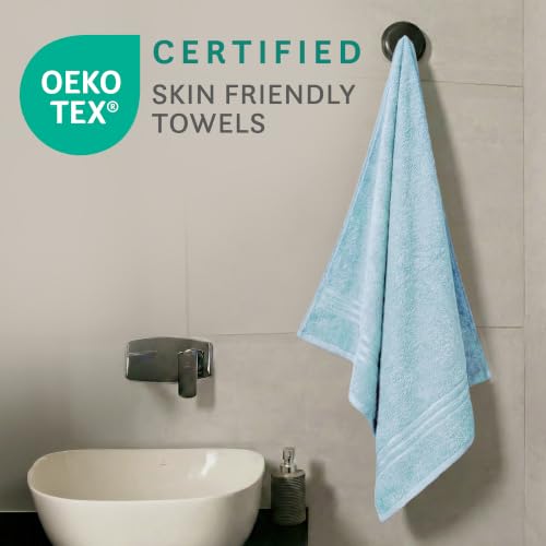 Image of MYTRIDENT Bath Towel | Comfort Living | Quick Drying | Travel Friendly | for Men /Women | 1 Piece Large Size | 100% Cotton 400 GSM | 70 x 140 cms - Cool Blue