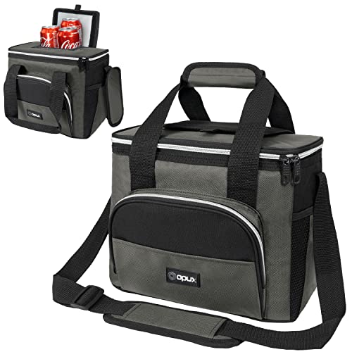 OPUX Insulated Collapsible Soft Cooler 9 Quart | Lunch Bag for Men, Small Travel Cooler for Camping, Family, BBQ, Picnic, Beach, Car, Soft-Sided Leakproof Lunch Box for Work | Fits 16 Cans (Gray)
