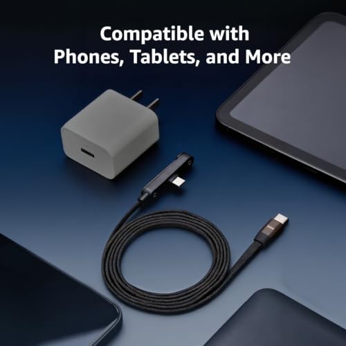 Image of amazon basics USB C Cable, 240W Fast Charging Cable,Invisible Stand Charging Cable, Flat Cable, for iPhone 17 Series, Samsung Galaxy S25 S24 Ultra etc (Black)
