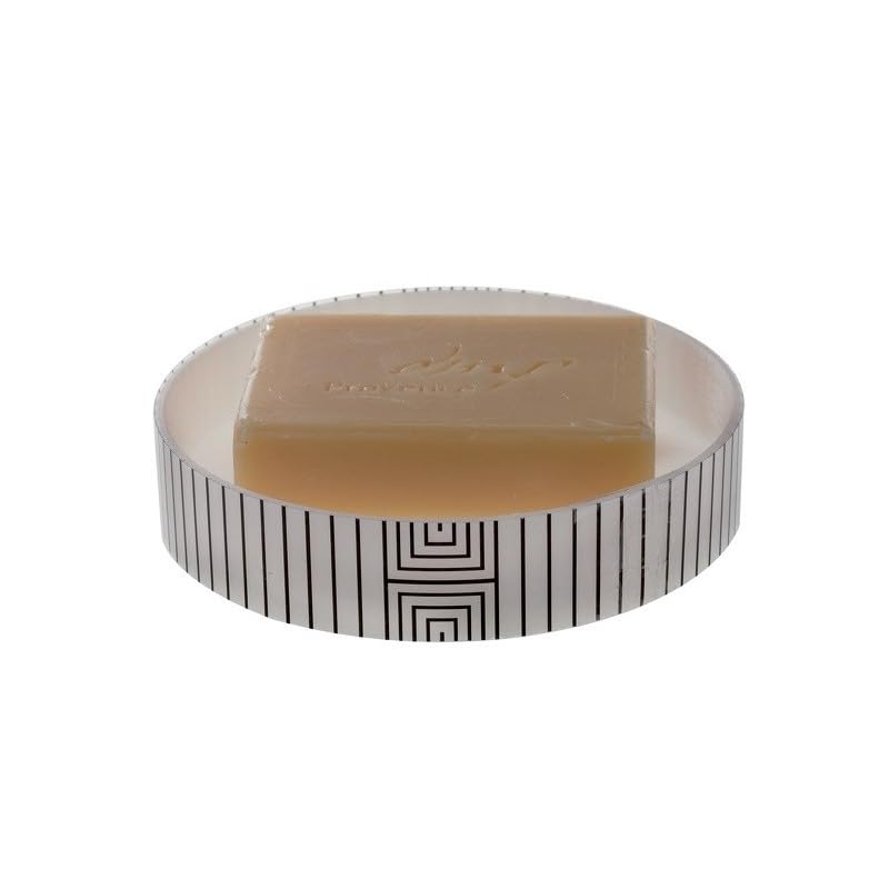 Spirella Soap Dish Decorative Bathroom Equipment Soap Dish Graphic Dimensions: 11.3 x 2.4 cm White Black - Image 3
