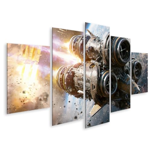Tableau sur toile grand format aventure vaisseau spatial haut de gamme