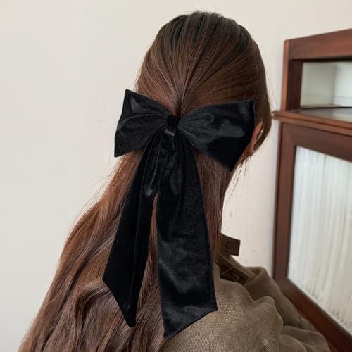 Pinza de cabello con lazo de terciopelo negro, 6.5 pulgadas miniatura 4