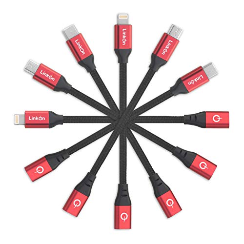 LinkOn 6 in 1 USB Universal Adapters 4"/10cm Cable Connectors for Converting All Standards with Charging and Data/Sync Combo Compatible with Type C,iPhone/iPad,Micro Ports Multiple(Adapters-Black)