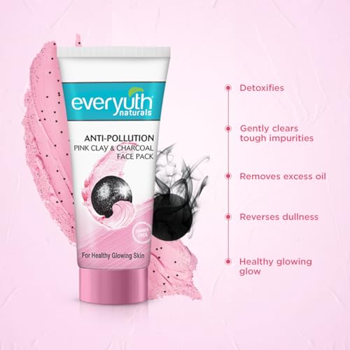 Image of Everyuth Naturals Anti Pollution Face Wash, Face Scrub & Face Pack Combo, Deep Cleansing & Skin Purifying, Suitable for All Skin Types, 50g Each (Pack of 3)