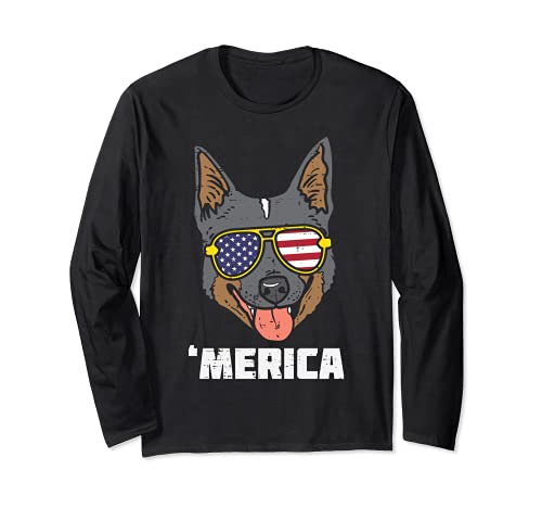 Australian Cattle Dog Heeler Merica 4th Of July Fourth Dog Long Sleeve T-Shirt, Black