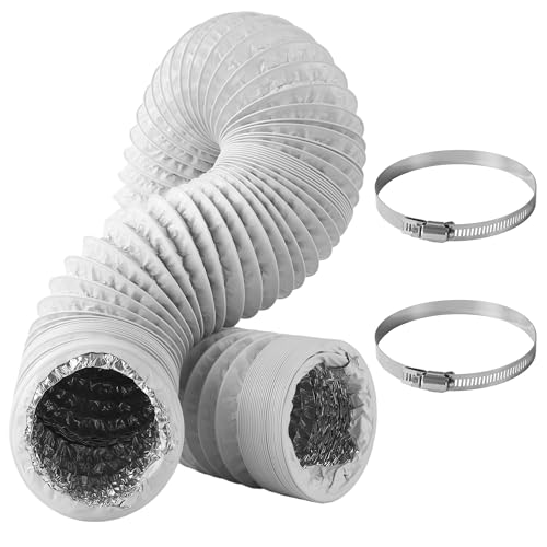 Abluftschlauch Ø100mm Länge 3 m,PVC Alurohr Schlauch,Lüftungsschlauch,mit 2 Schlauchschelle Edelstahl,Für mobile Klimaanlagen, Abluftventilatoren...