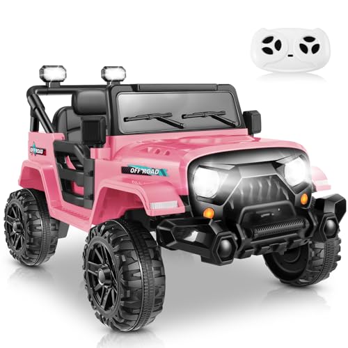 Hikole Kids Battery Powered Electric Vehicles,12V Ride on Car with Remote Control, Pink