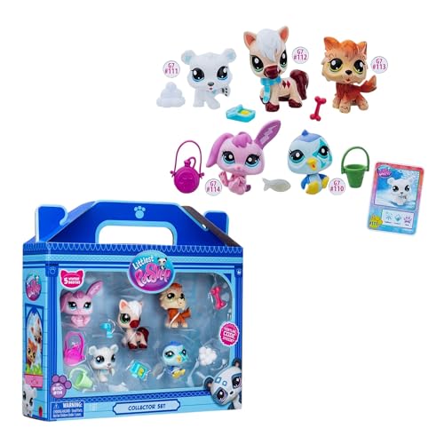 Littlest Pet Shop Series 2 Collectors 5 Pack Winter Besties | The Pack Contains 5 LPS Mini Pet Toys 7 Accessories 1 Collector Card And 1 Virtual Code | Collectable Toys For Girls And Boys