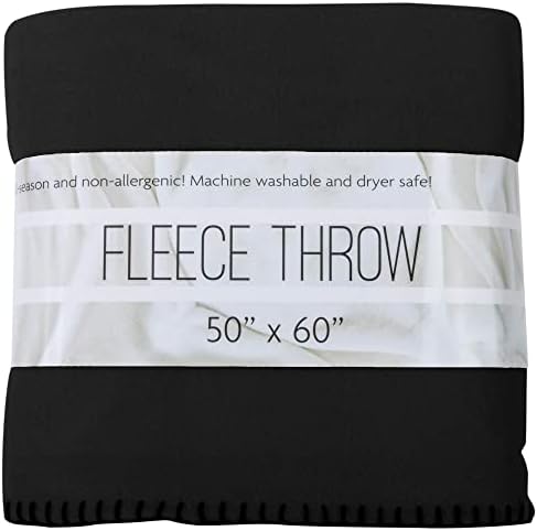 50x60 Throw Blankets, Fleece Throw Blanket for Livingroom, Couch, Chair, Bed (Solid Black)